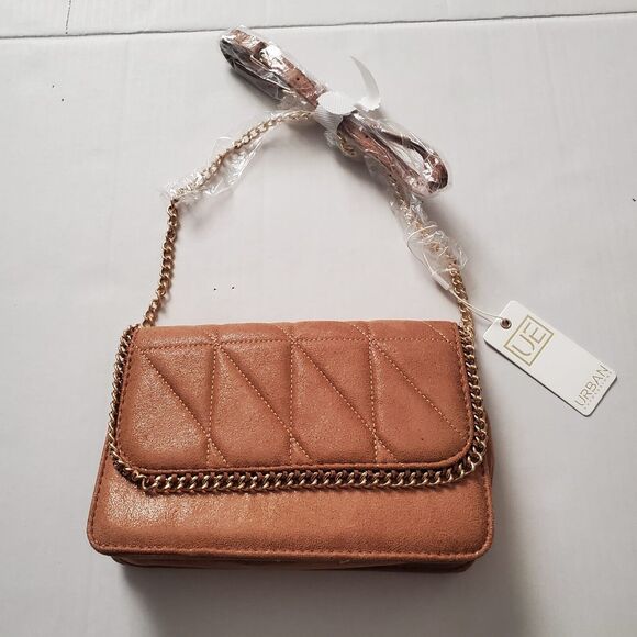 Urban Expressions Crossbody Purse with GOLD Chain Strap - DARK BROWN NWT - Picture 2 of 6